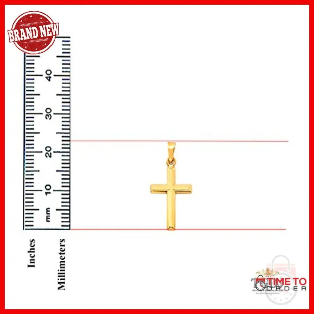 14K Yellow Gold Cross Pendant Charm 23mm X 20mm Religious Jewelry